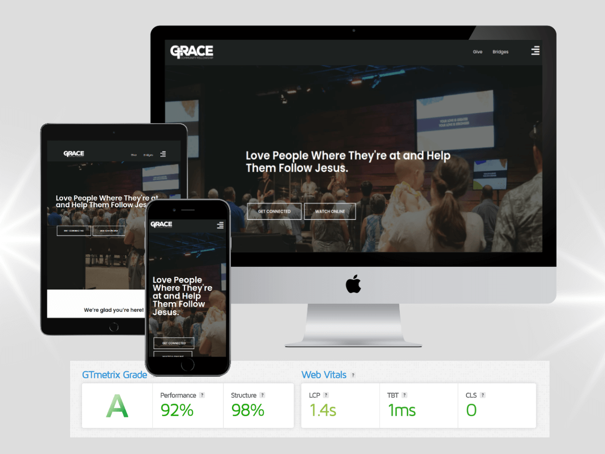 mock up of church website design